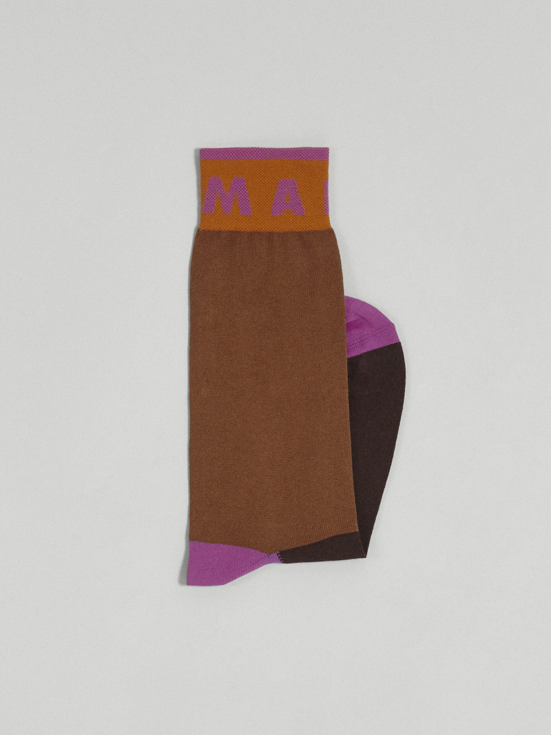 Marni BROWN BLUEBLACK AND PINK COTTON AND NYLON SOCK outlook