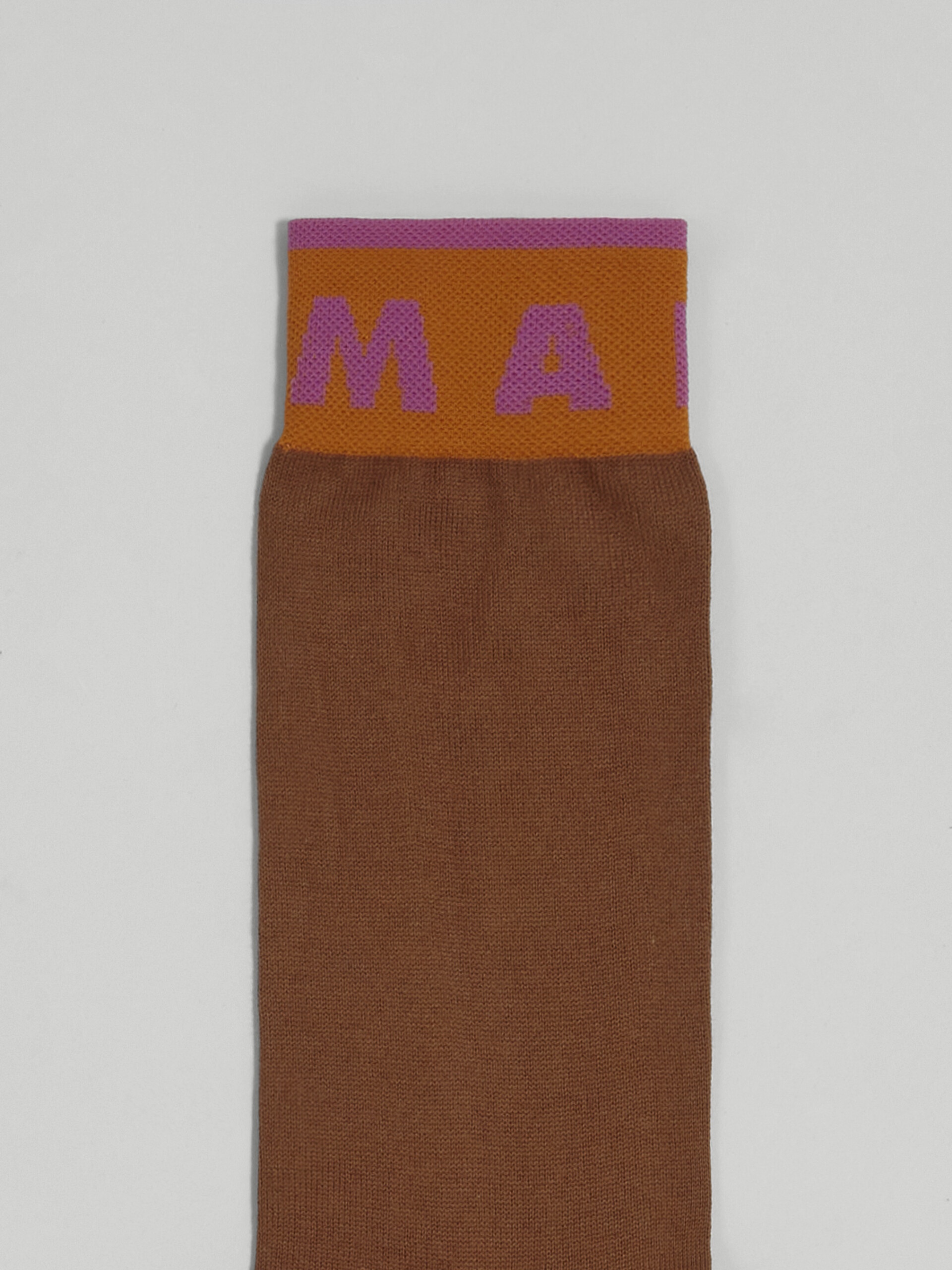 BROWN BLUEBLACK AND PINK COTTON AND NYLON SOCK - 3