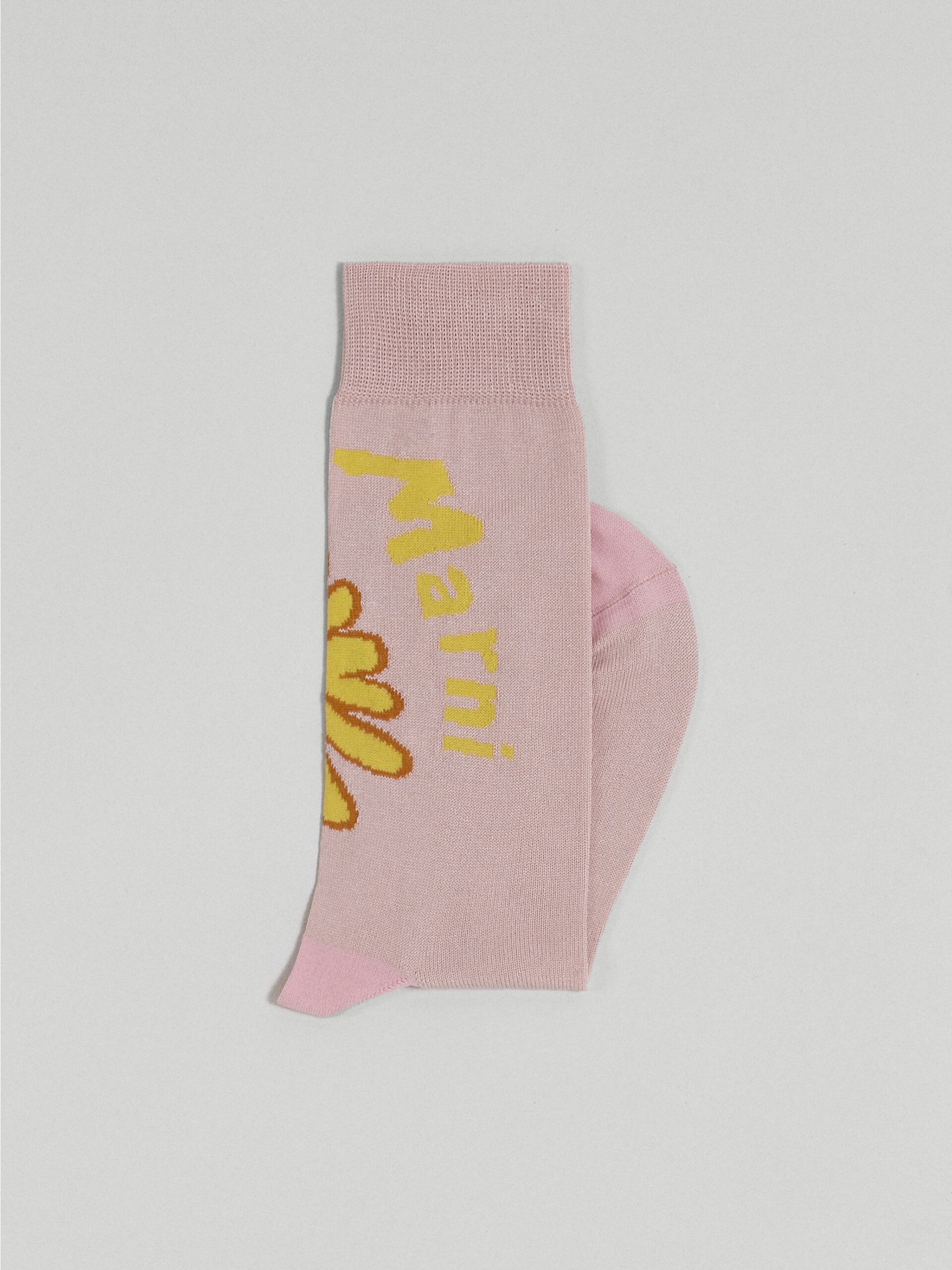 PINK 70’S FLOWER JACQUARD COTTON AND NYLON SOCK - 2