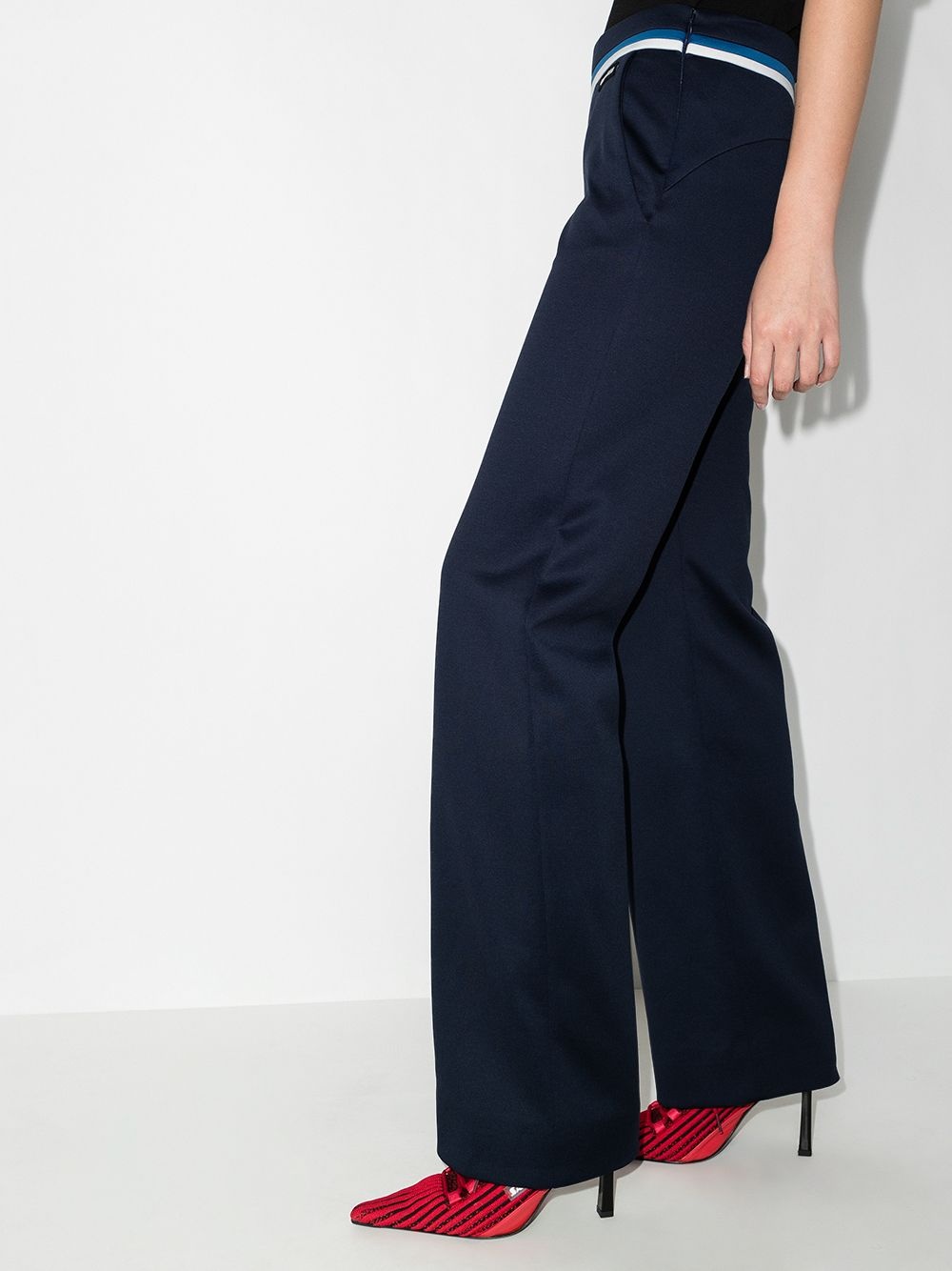 stripe-detail logo-patch tailored trousers - 3