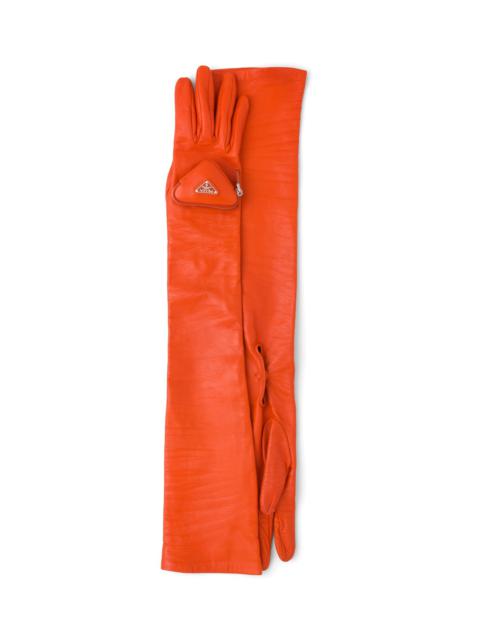 Prada Long nappa leather gloves with pouch