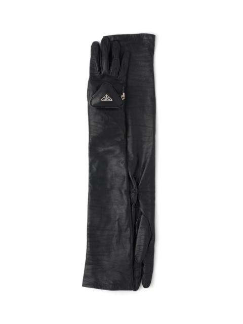 Prada Long nappa leather gloves with pouch