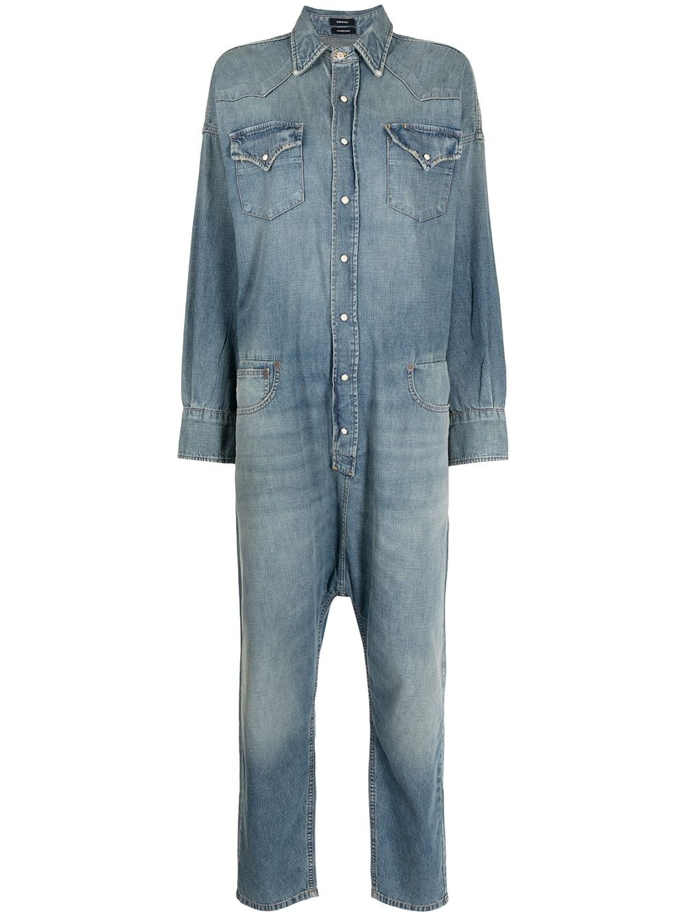 stonewashed denim jumpsuit - 1