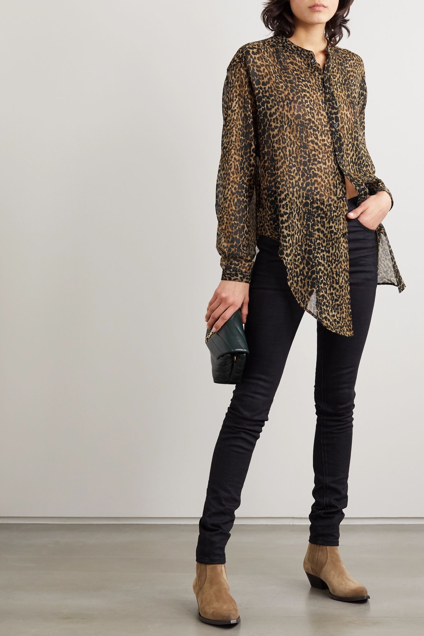 Leopard-print wool-gauze shirt - 3