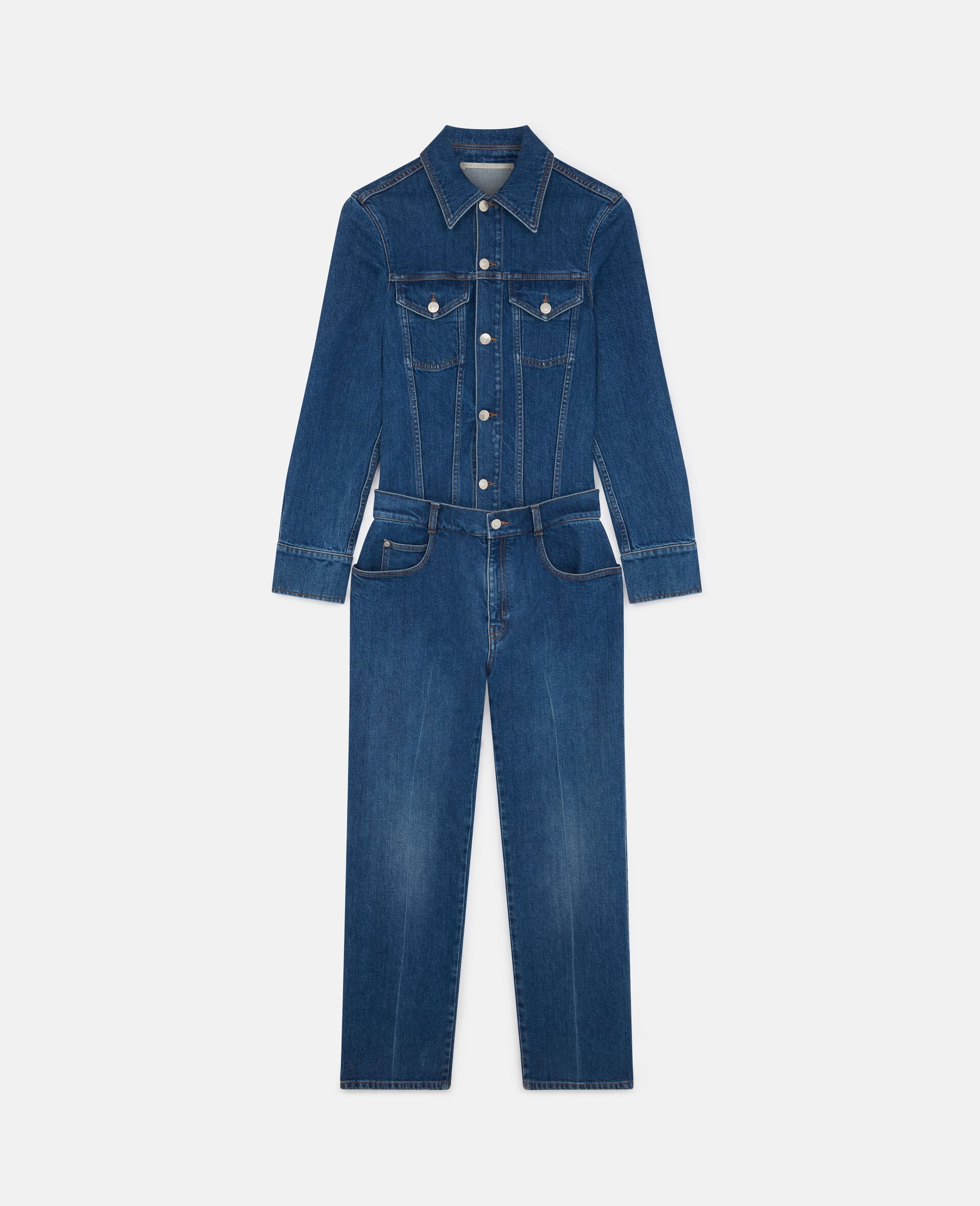 Vintage Wash Denim Jumpsuit - 1