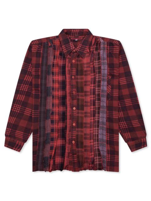 NEEDLES OVER DYED RIBBON SHIRT - RED