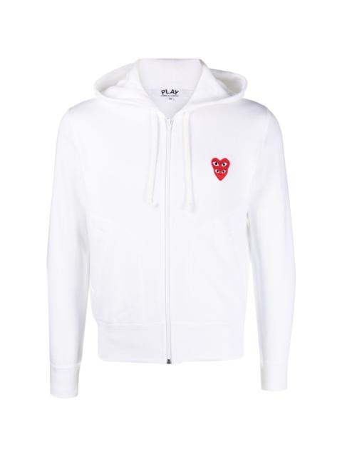 heart-print zipped cotton hoodie