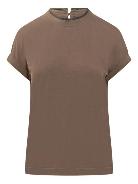 Brunello Cucinelli embellished-neckline T-shirt
