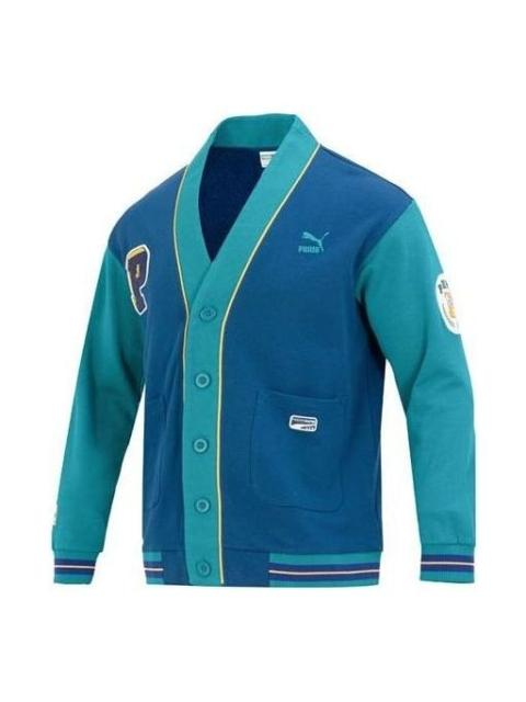 PUMA PUMA Team Badge V-neck Jacket 'Teal' 677374-45