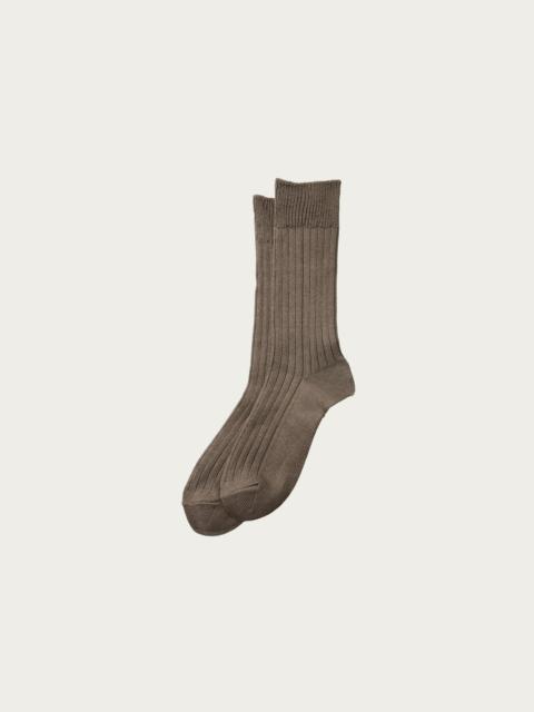 ROTOTO® Linen Cotton Ribbed Crew Socks - D. Grey