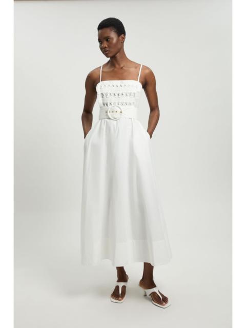 KAREN MILLEN Cutwork Detail Belted Strappy Midi Dress