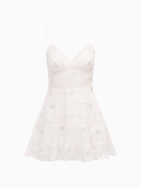 LoveShackFancy Solbina Crystal Bow Cotton Mini Dress