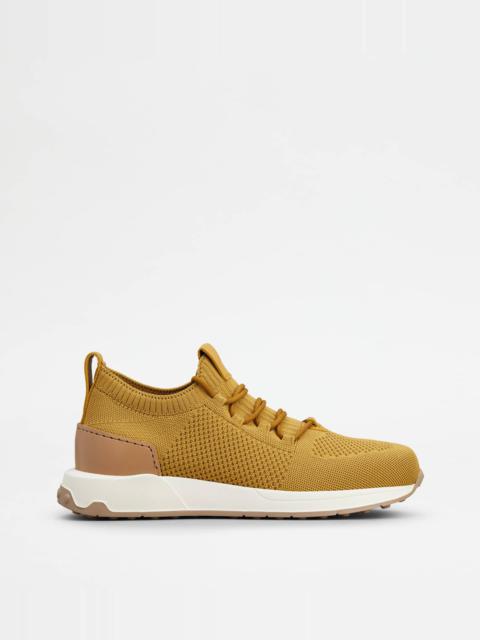 Tod's SOCK SNEAKERS IN TECHNICAL FABRIC AND LEATHER - YELLOW
