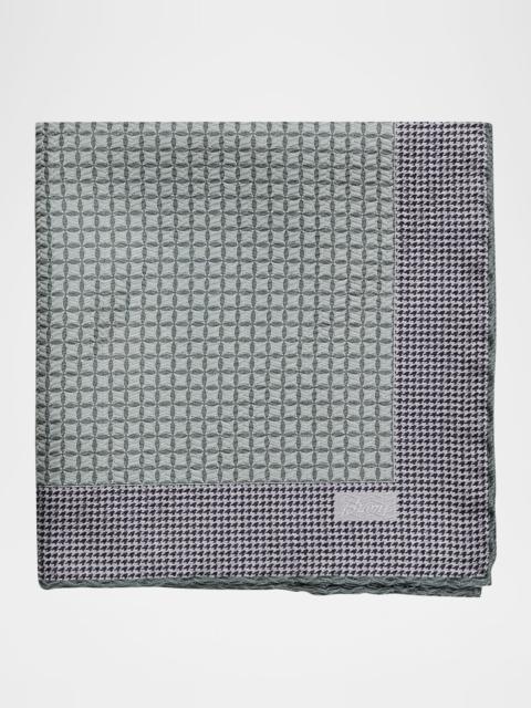 Brioni Men & apos;s Micro-Jacquard Hand-Rolled Silk Pocket Square