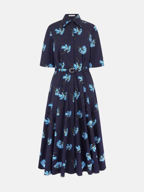 EMILIA WICKSTEAD Rubie Dress with Blue Flowers on Navy Cotton