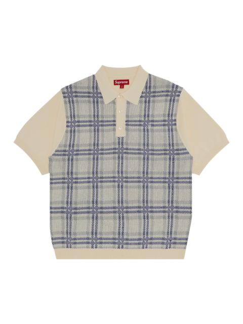 Supreme Plaid Knit Short-Sleeve Polo 'White'