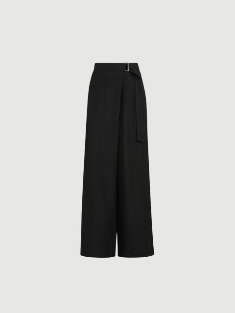 Brunello Cucinelli Viscose and linen fluid twill sartorial wrap trousers with monili