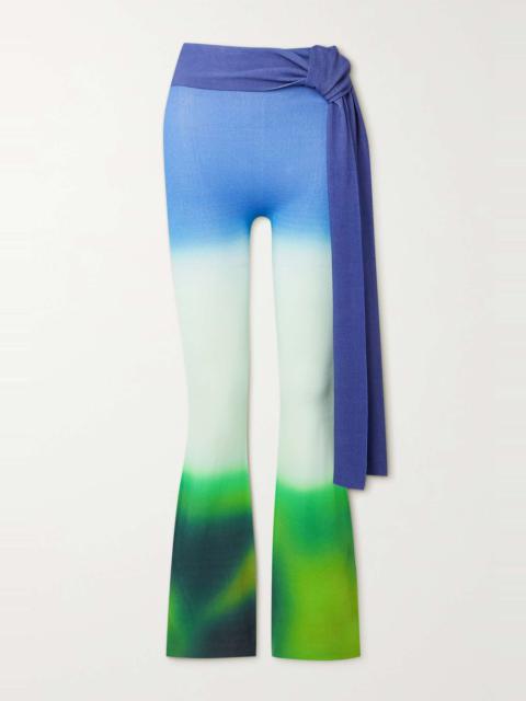 Draped printed stretch-knit flared pants