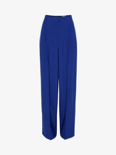Alexander McQueen Wool Wide Leg Trousers in Electric Blue