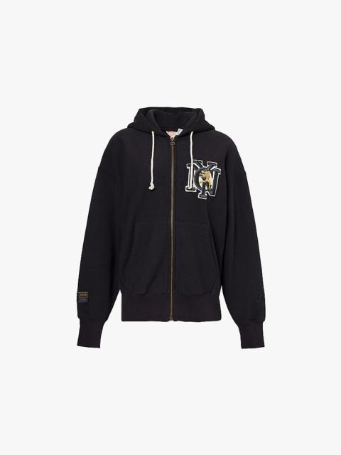 NYC-embroidered zipped cotton-blend jersey hoody