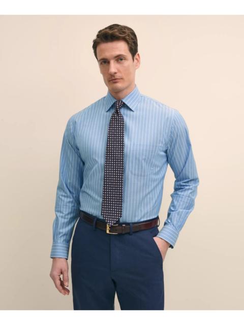 Brooks Brothers Stretch Supima® Cotton Non-Iron Royal Oxford Ainsley Collar, Striped Dress Shirt