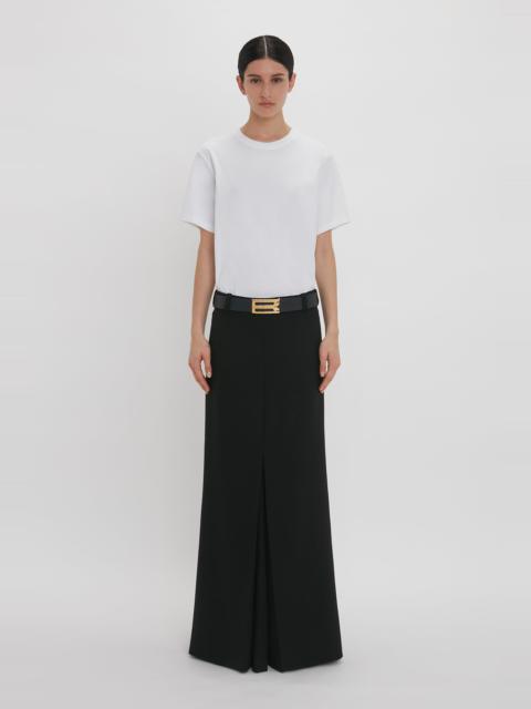 Floor-Length Box Pleat Skirt In Black