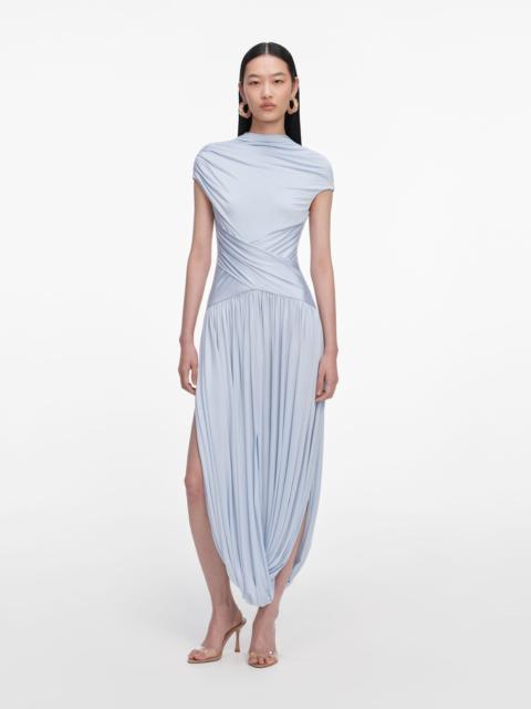 self-portrait Blue Jersey Gathered Midi Dress