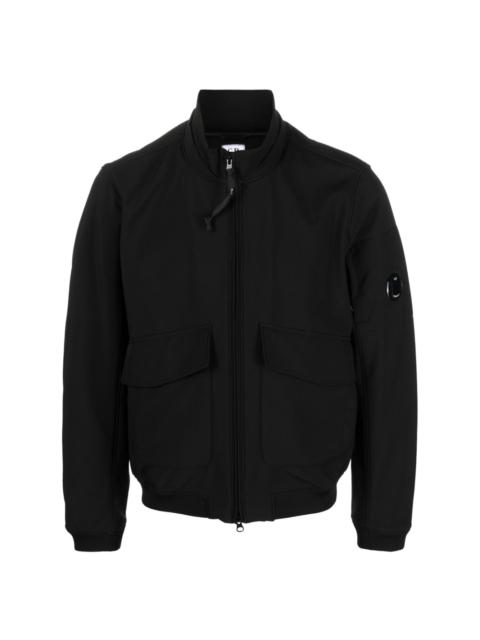 Lens-detail zip-up bomber jacket