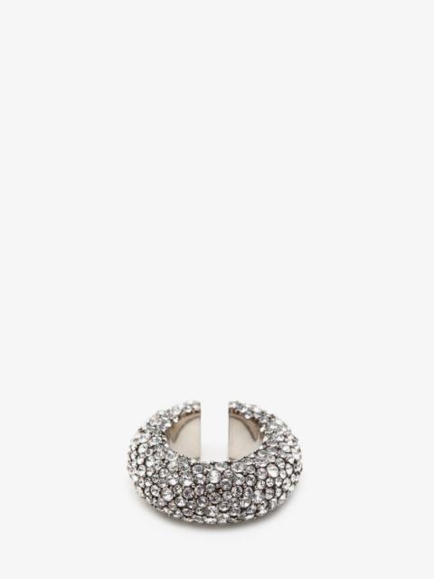 Alexander McQueen Women's Pave Chunky Single Hoop Ear Cuff in Antique Silver