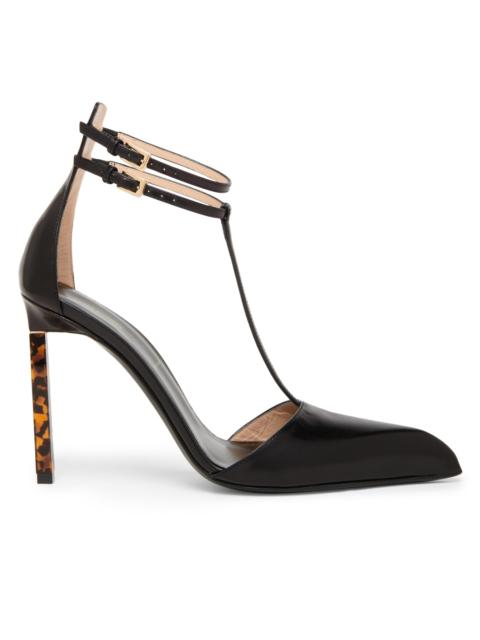 TOM FORD Women's Shiny Kid 105MM Leather T-Strap Pumps - Black