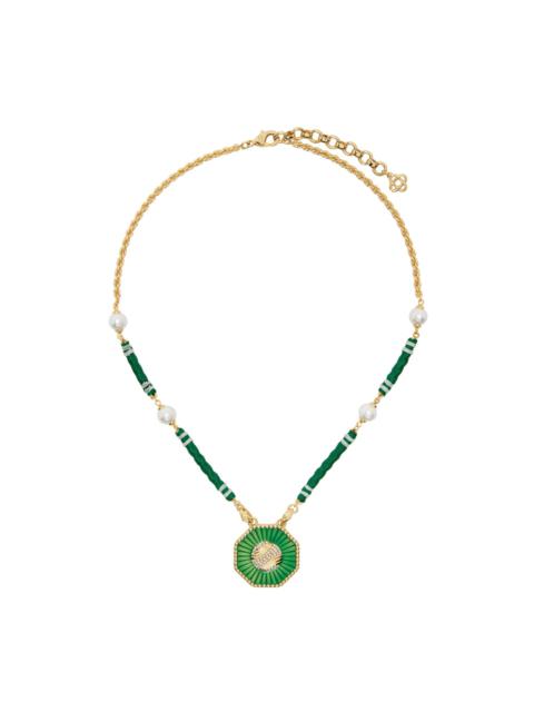 Gold & Green Crystal Tennis Ball Necklace