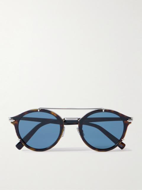 Dior DiorBlackSuit R7U Tortoiseshell Acetate and Silver-Tone Round-Frame Sunglasses