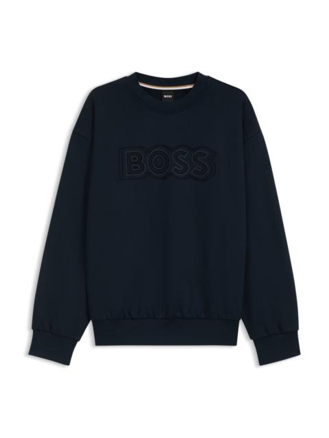 BOSS COTTON-TERRY SWEATSHIRT WITH LOGO ARTWORK