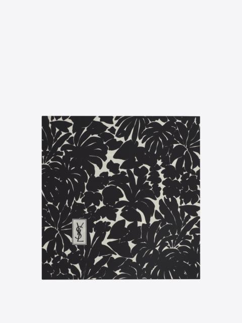 SAINT LAURENT square scarf in leaves print silk twill
