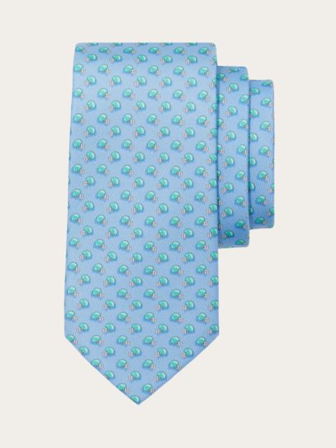FERRAGAMO Football print silk tie