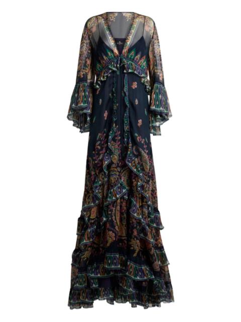 Etro paisley-print ruffled dress