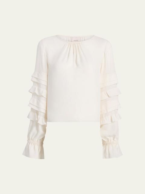 Cinq à Sept Anta Ruffled Long-Sleeve Top
