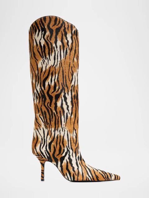 SCHUTZ Mary Ellen 85MM Tiger-Print Goat Hair Boots