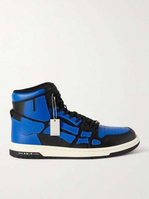 Skel-Top Colour-Block Leather High-Top Sneakers