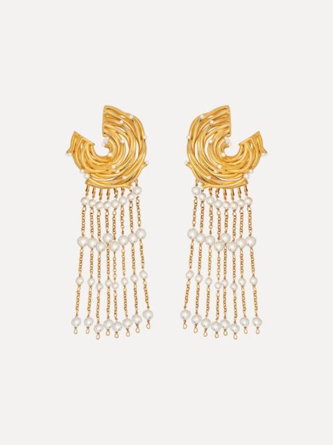 Oscar de la Renta PEARL NEST CHANDELIER CLIP-ON EARRINGS