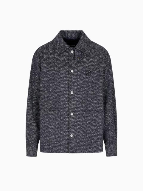 GIORGIO ARMANI DENIM COLLECTION JACQUARD DENIM SHIRT JACKET
