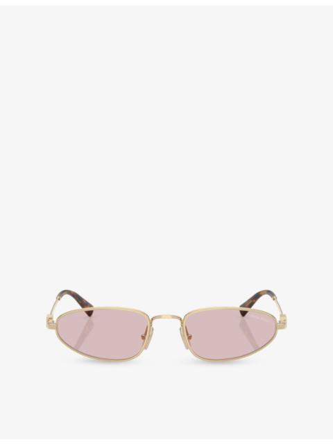 Miu Miu MU A52S Oval-Frame Metal Sunglasses