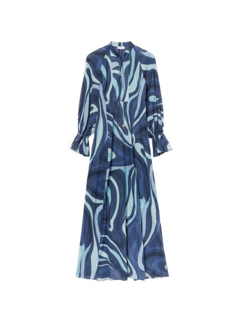 Marmo-print cotton maxi dress