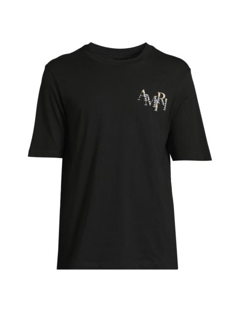 AMIRI Men's Staggered Logo Cotton T-Shirt - Black