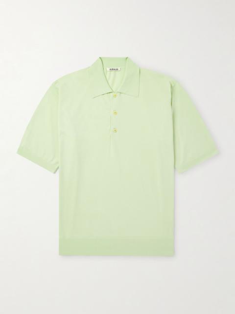 AURALEE Sea Island Cotton Polo Shirt Light green