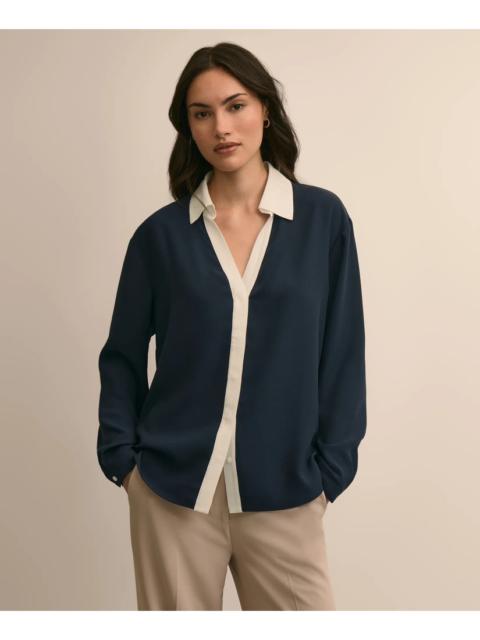 Brooks Brothers Contrast-Tipping Blouse