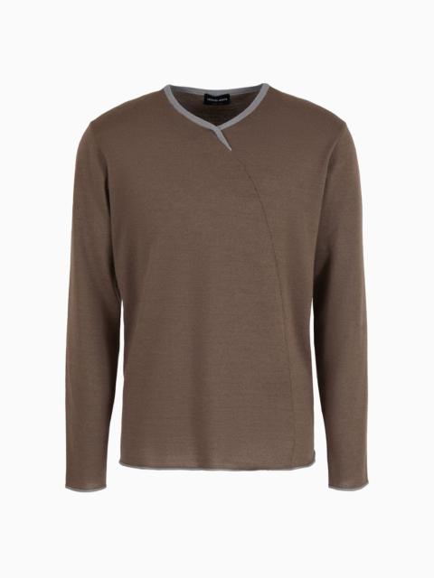 GIORGIO ARMANI Crew-neck jumper in cashmere and silk