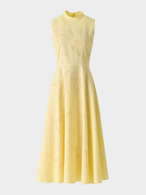 AKRIS Exclusive Butterfly Broderie Anglaise Sleeveless Midi Dress