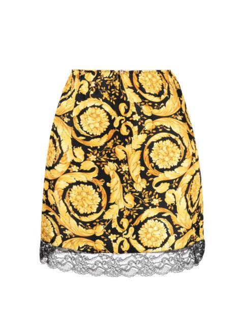 Barocco-print silk inner skirt