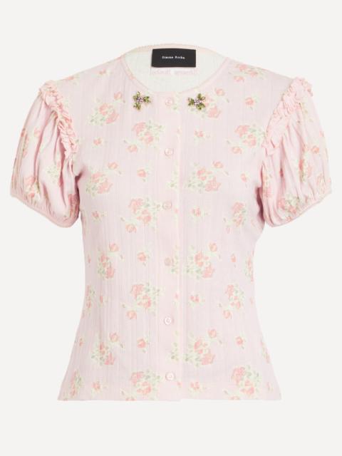 Simone Rocha Pointelle Puff-Sleeve Cardigan